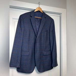 Pronto Uomo Platinum Sport Coat Jacket - Blue with plaid detail- Size 44L